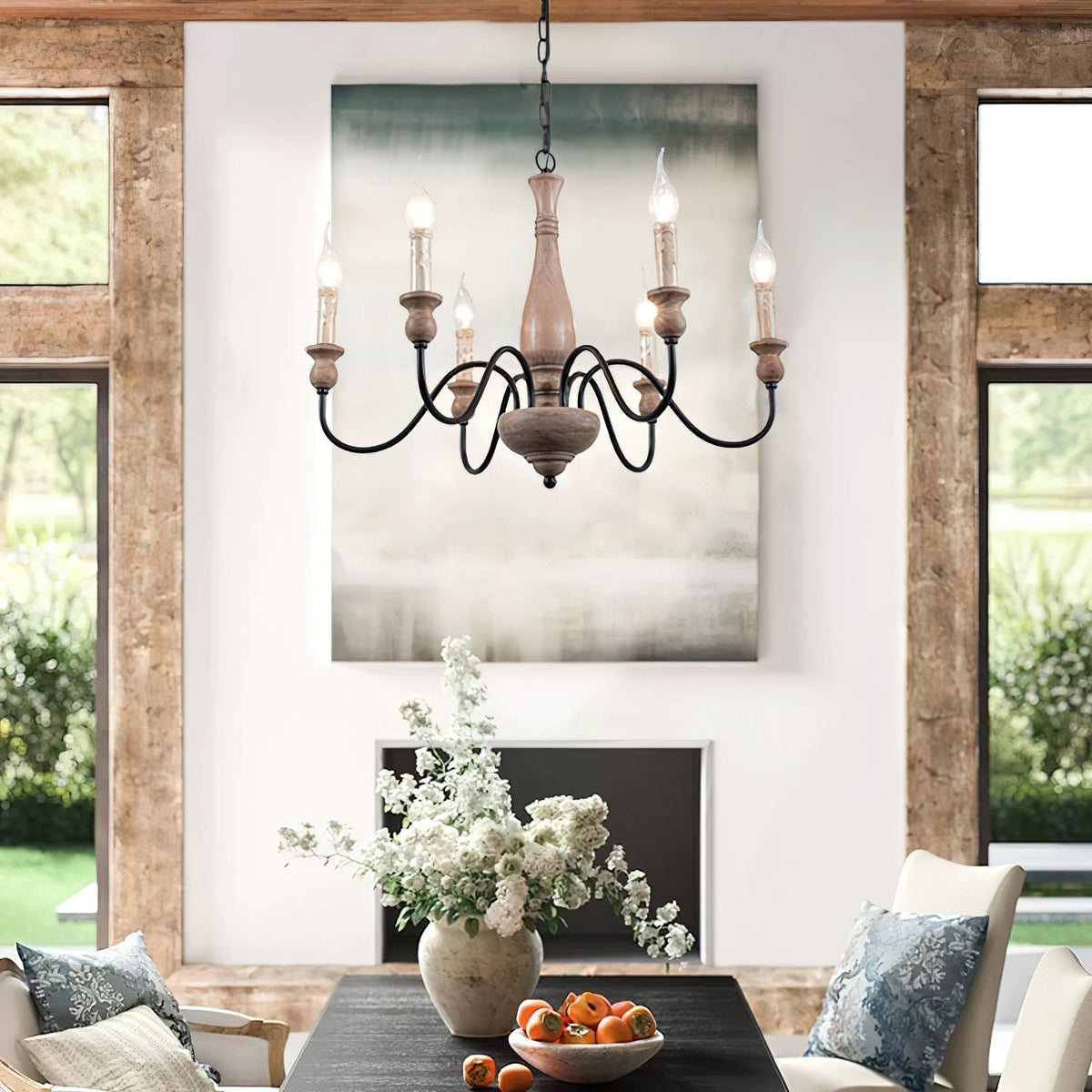 Viraarena lámpara de araña rústica de estilo campestre