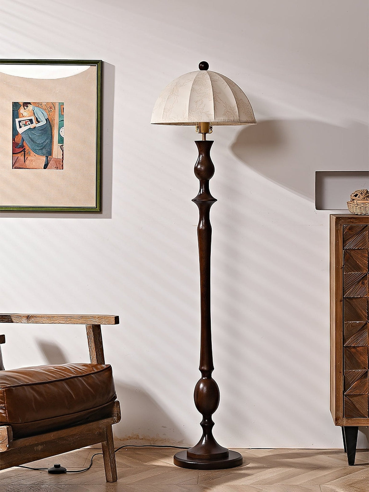 Syliora lámpara de pie Vintage de madera