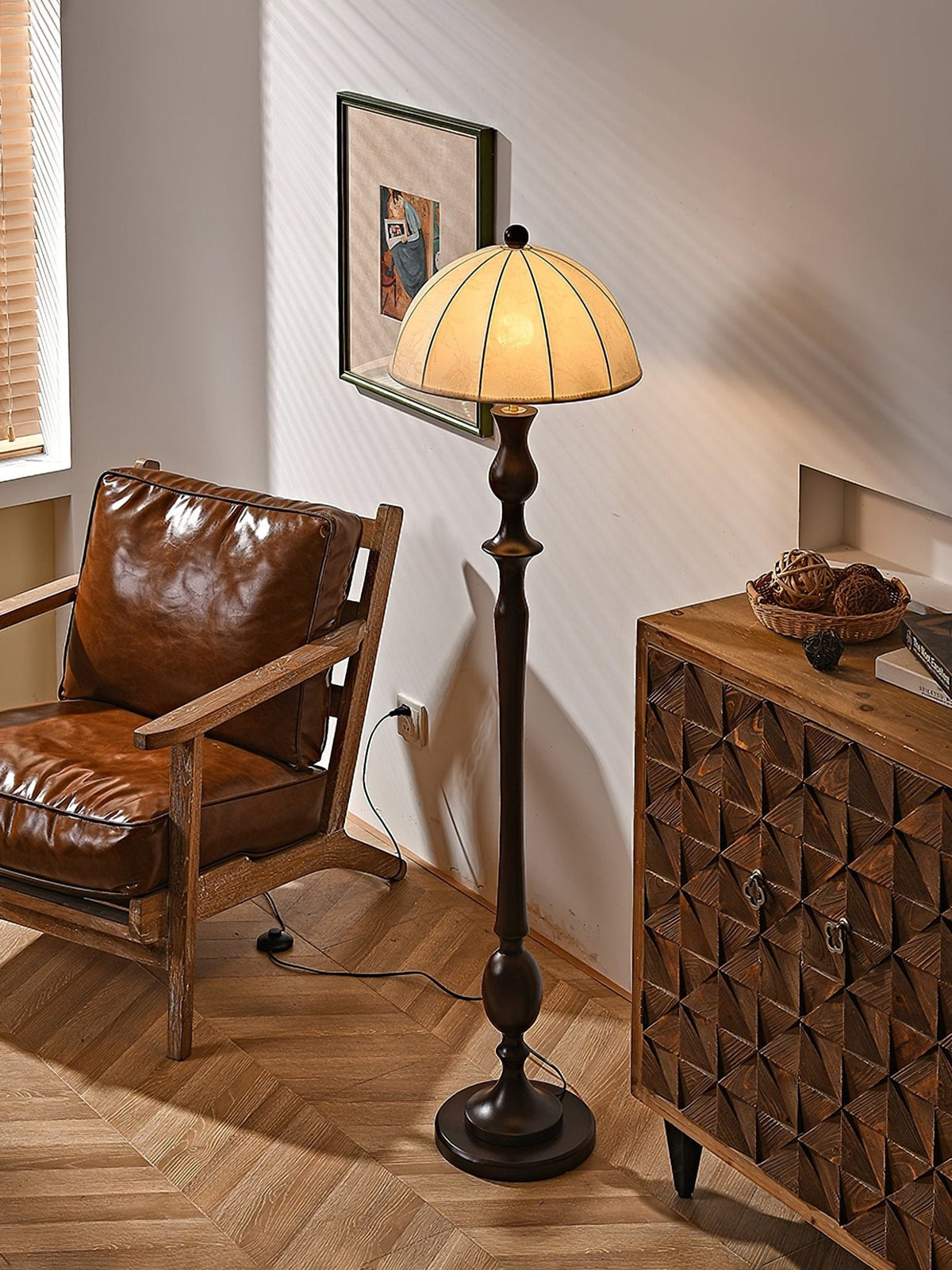 Syliora lámpara de pie Vintage de madera