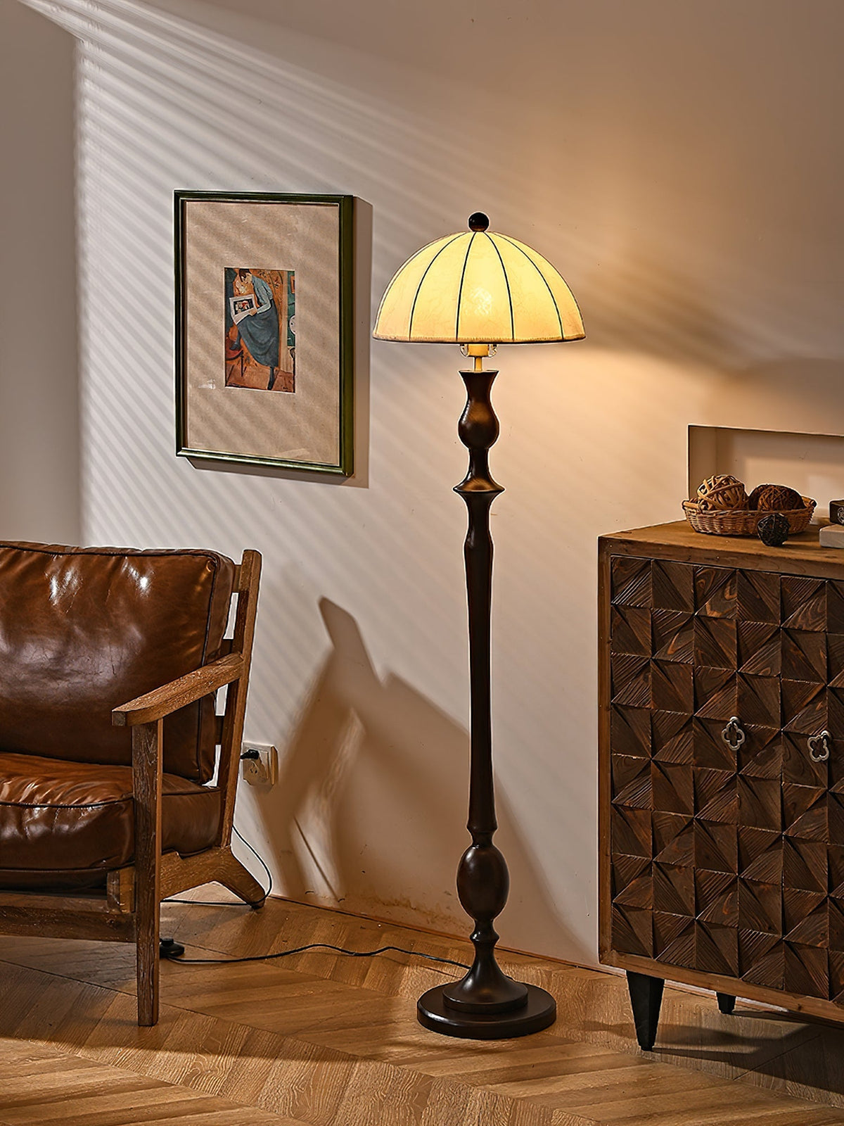 Syliora lámpara de pie Vintage de madera