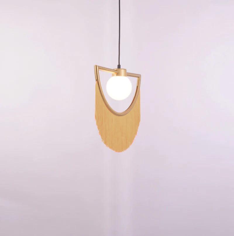 Sirove lámpara colgante de tela con flecos, esfera bohemio