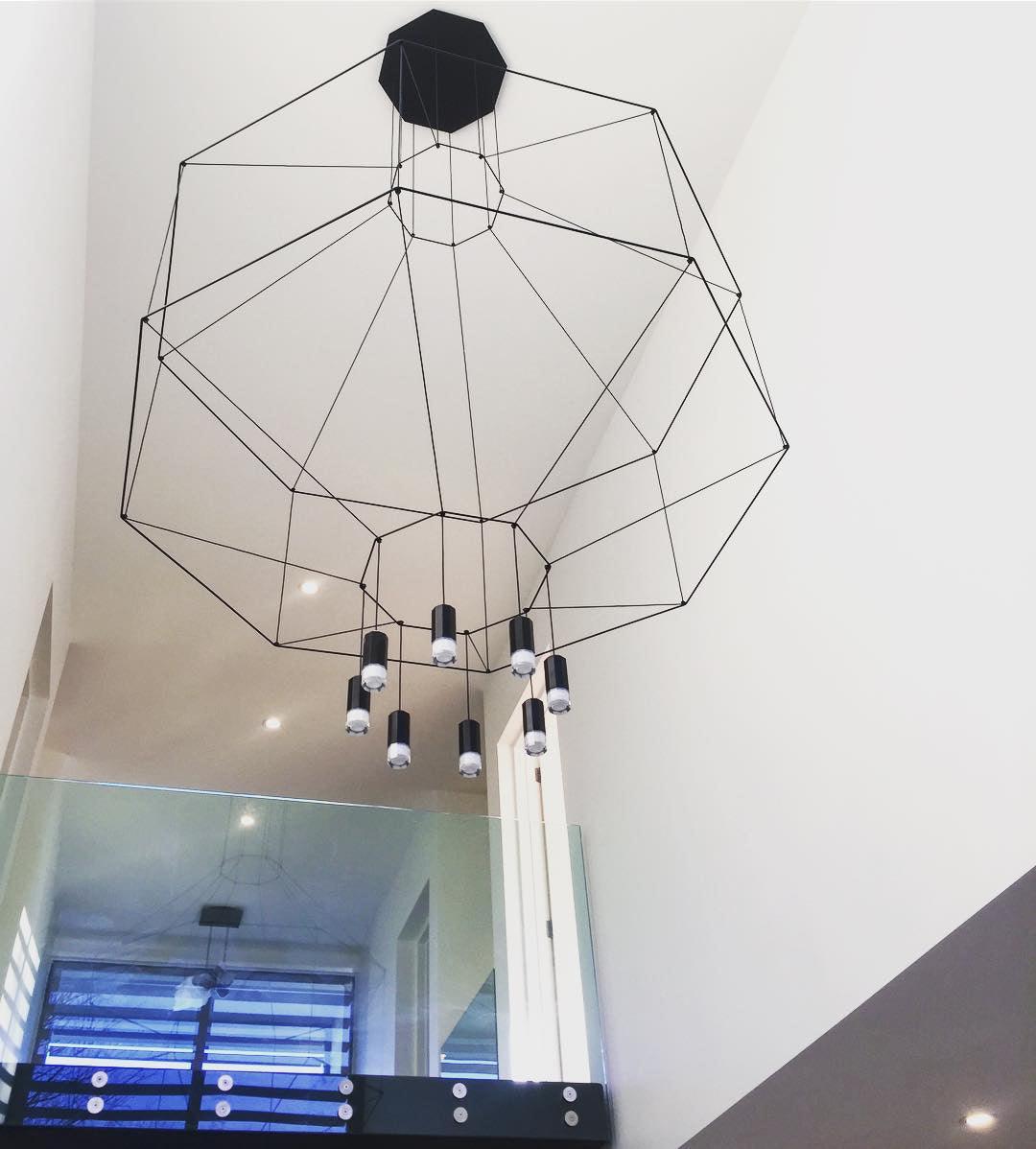 Elaalora lámpara colgante geométrica de cable negro LED