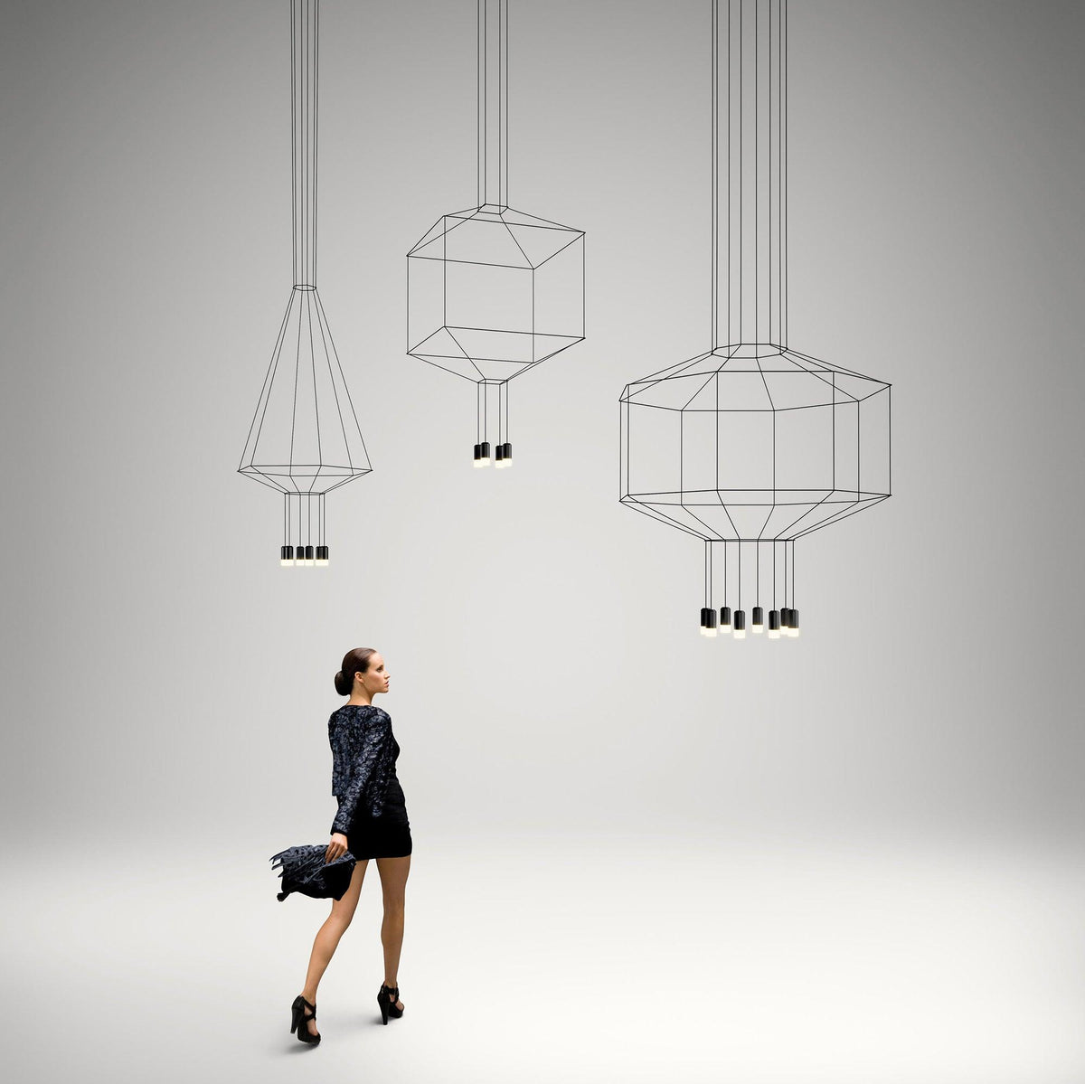 Elaalora lámpara colgante geométrica de cable negro LED