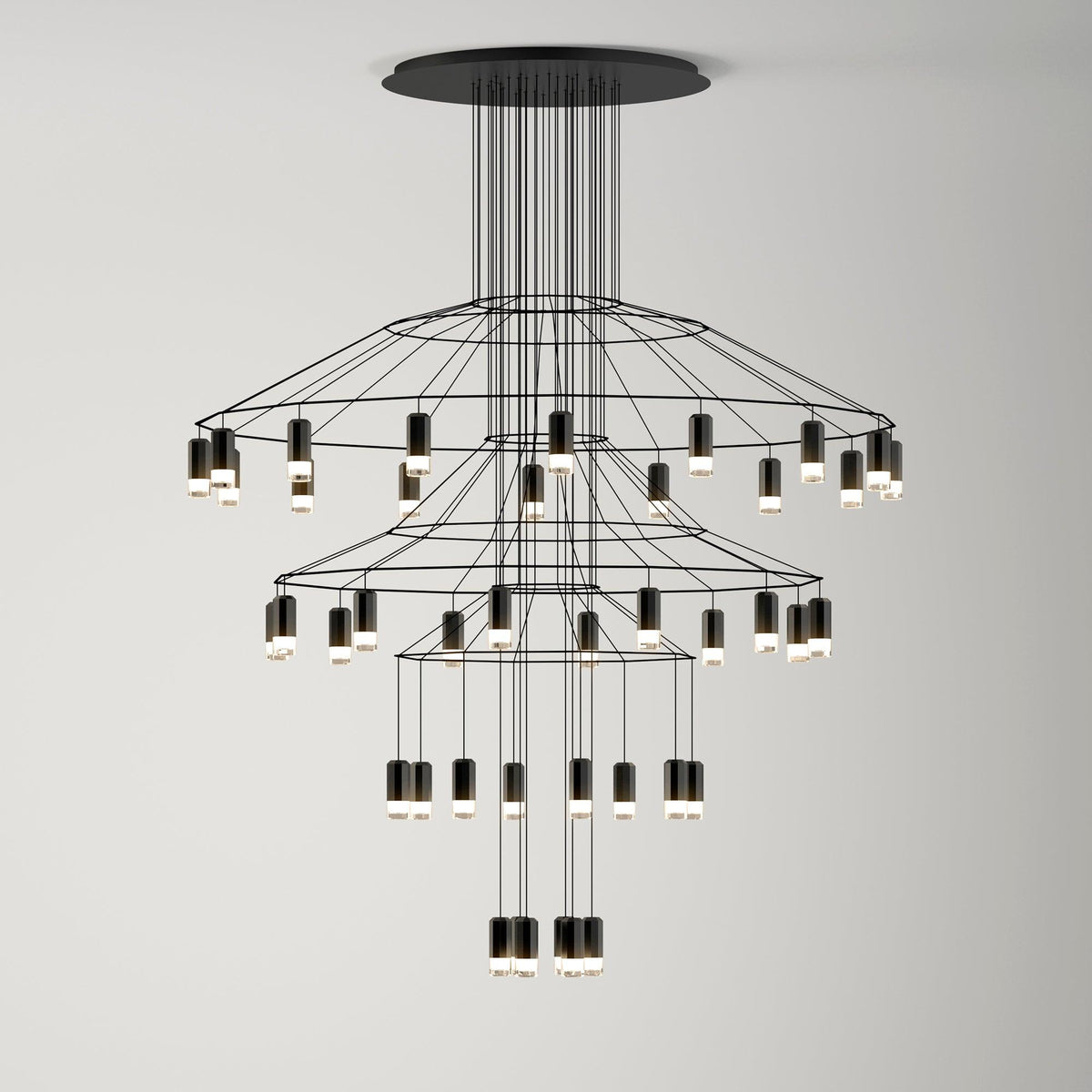 Tevenq lámpara de araña Lines negro Estructura Alambre LED
