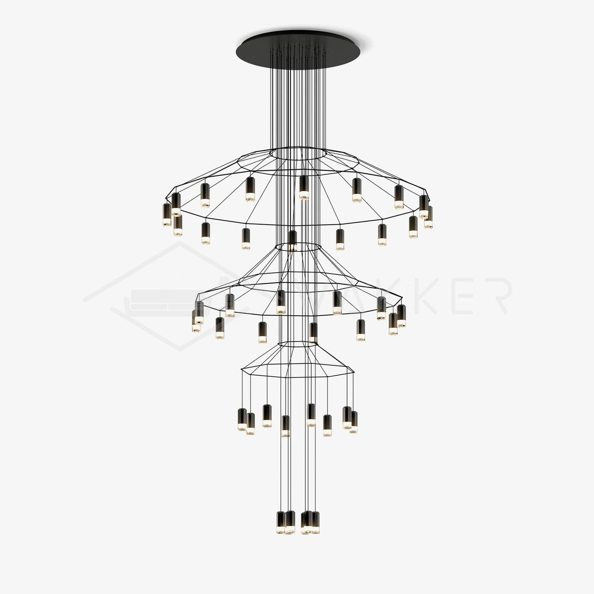 Tevenq lámpara de araña Lines negro Estructura Alambre LED
