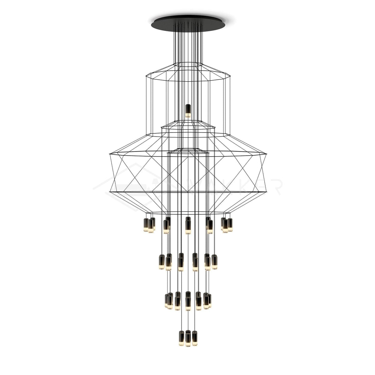 Tevenq lámpara de araña Lines negro Estructura Alambre LED