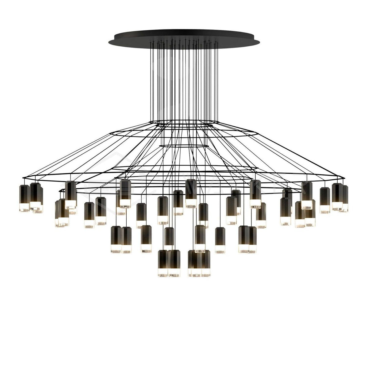 Tevenq lámpara de araña Lines negro Estructura Alambre LED
