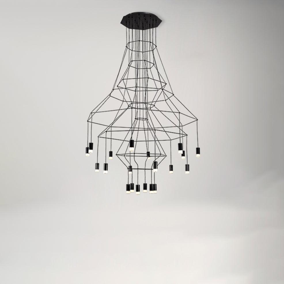 Tevenq lámpara de araña Lines negro Estructura Alambre LED