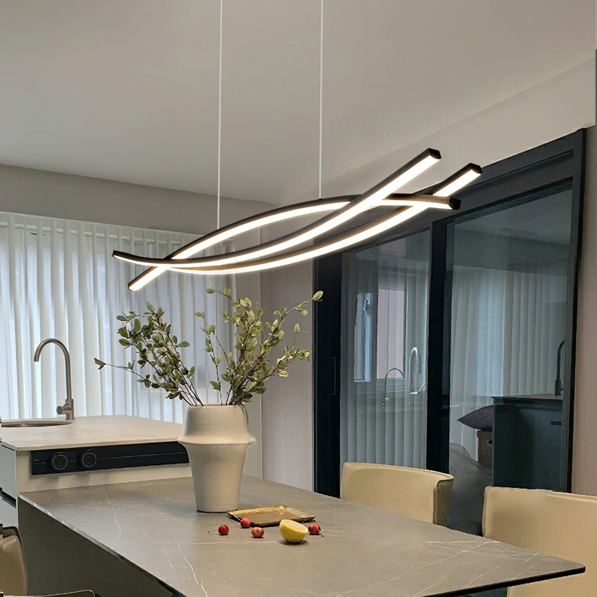 Curinis lámpara de araña moderna minimalista con arte LED
