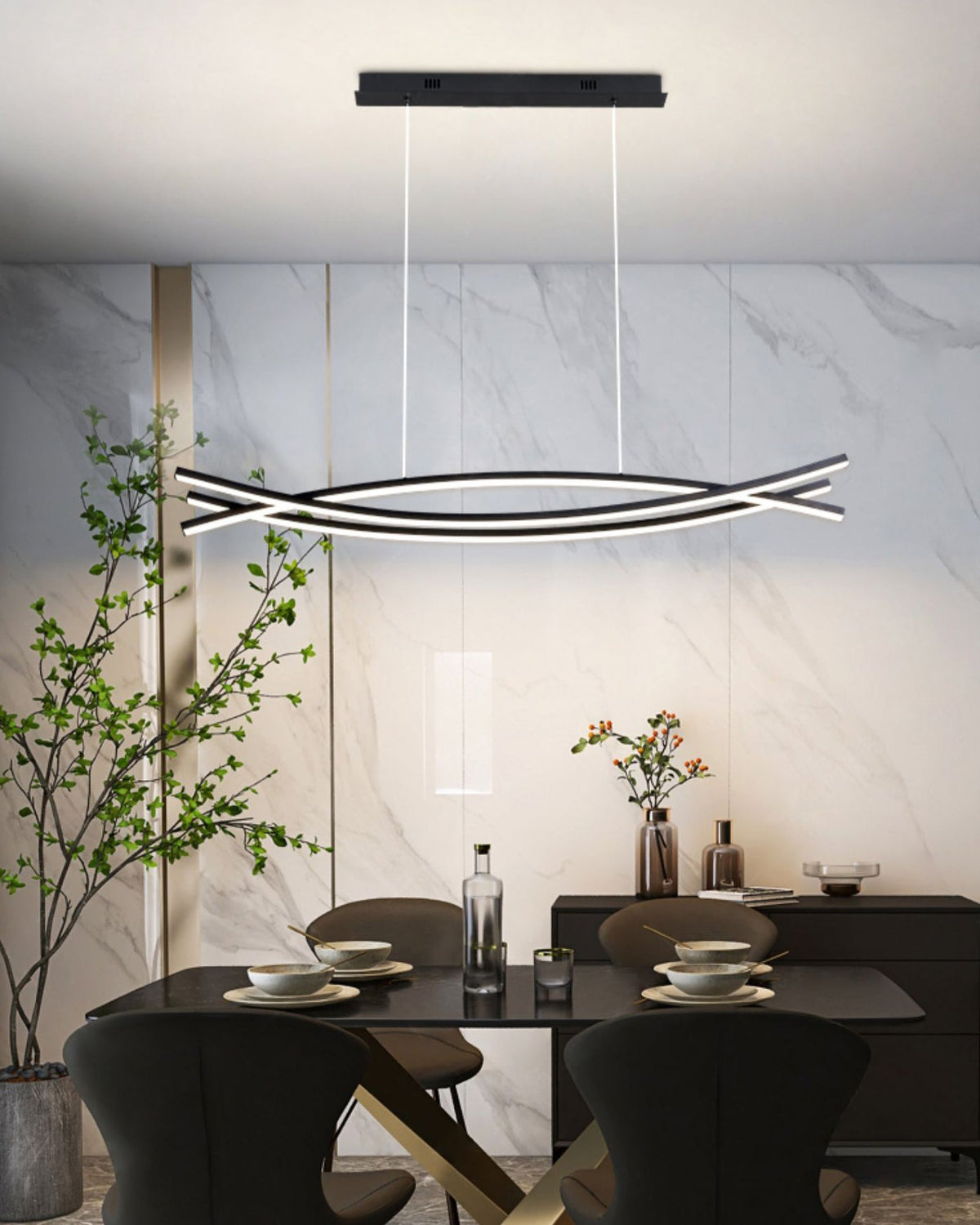 Curinis lámpara de araña moderna minimalista con arte LED
