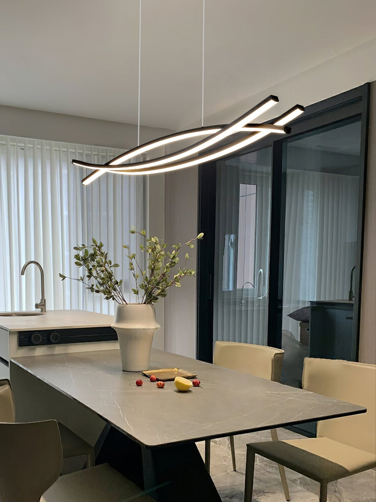 Curinis lámpara de araña moderna minimalista con arte LED