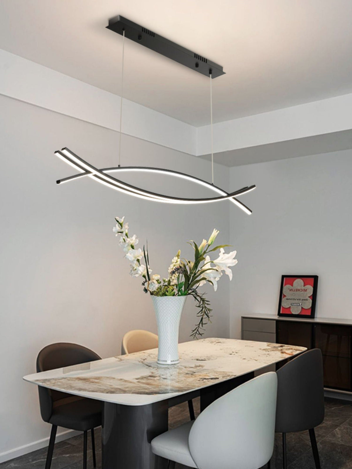 Curinis lámpara de araña moderna minimalista con arte LED