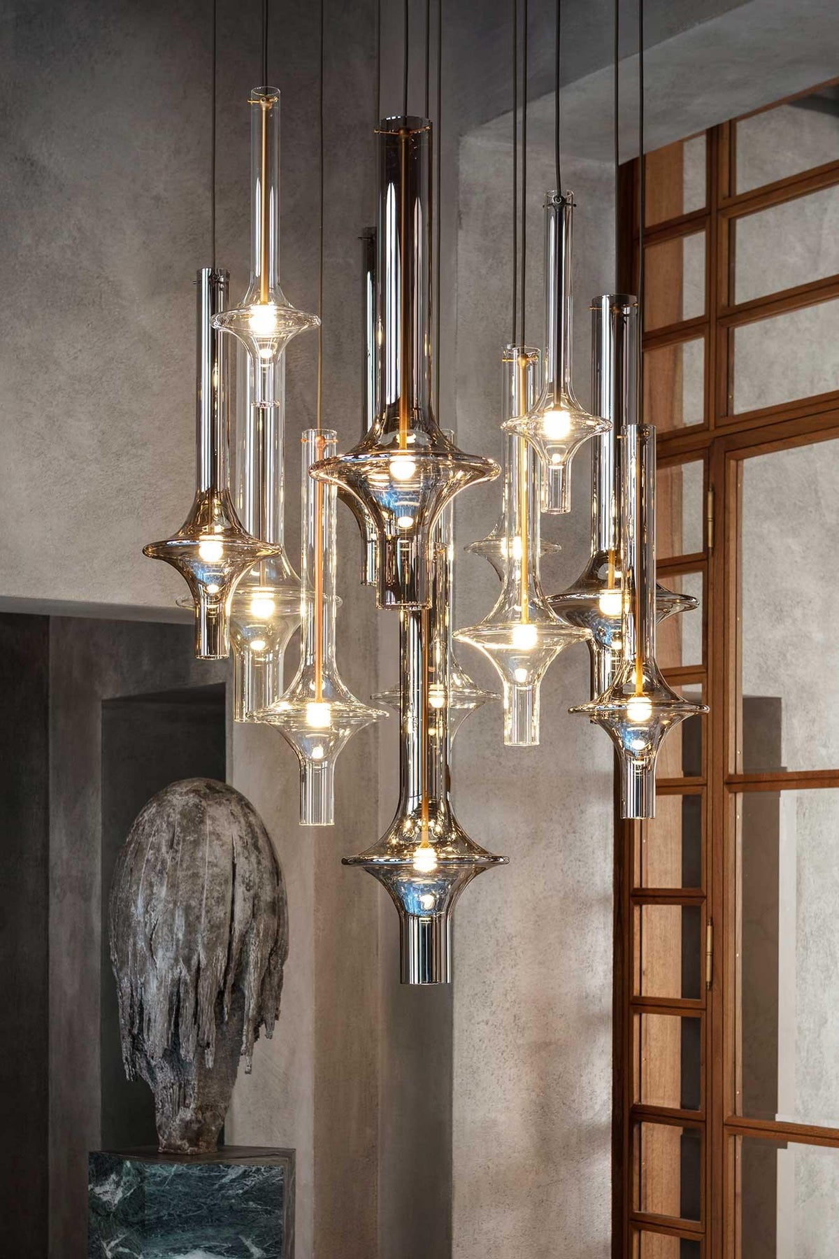 Sarenol lámpara colgante de vidrio industrial glam