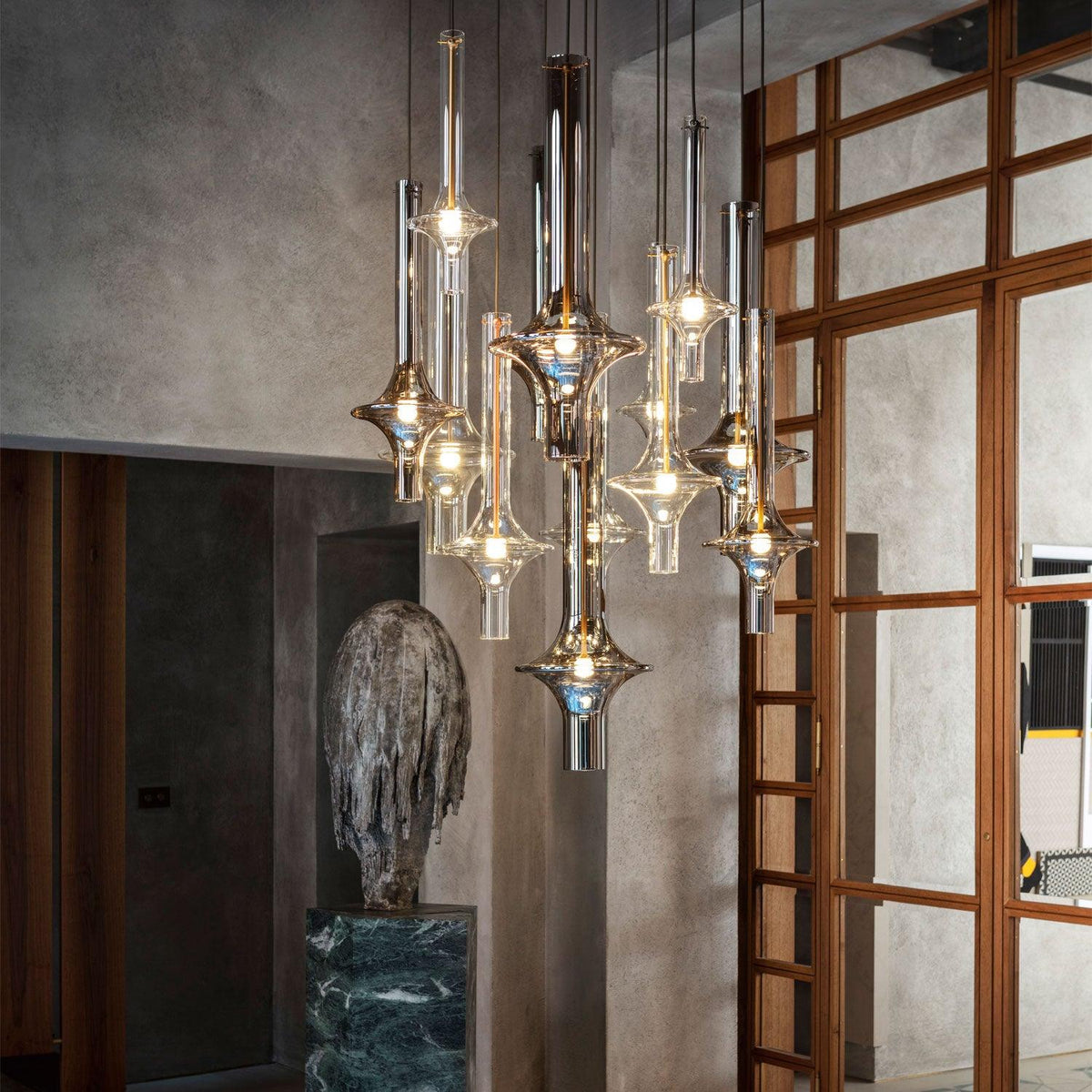 Sarenol lámpara colgante de vidrio industrial glam