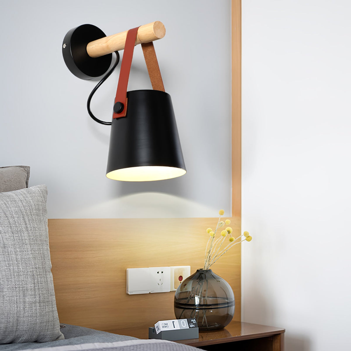 Virixon aplique de pared de madera y cuero