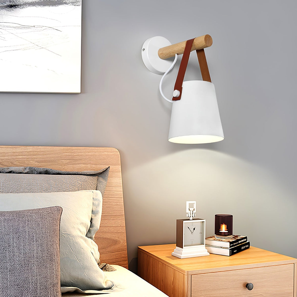 Virixon aplique de pared de madera y cuero