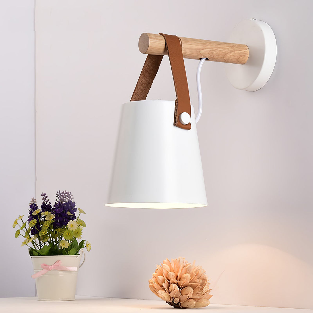 Virixon aplique de pared de madera y cuero