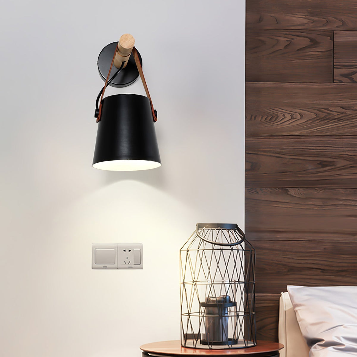 Virixon aplique de pared de madera y cuero
