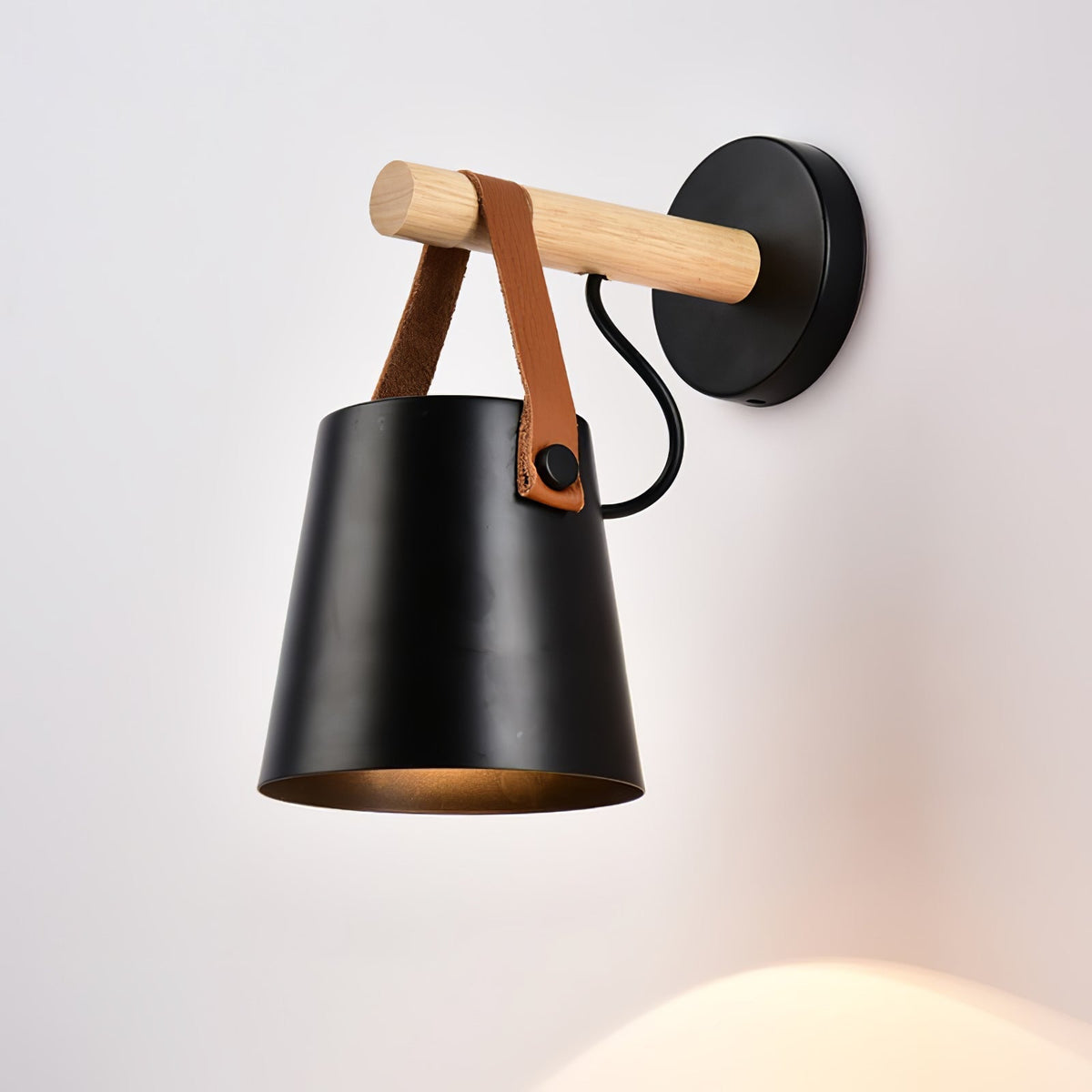 Virixon aplique de pared de madera y cuero