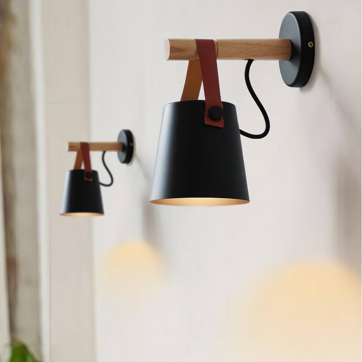 Virixon aplique de pared de madera y cuero