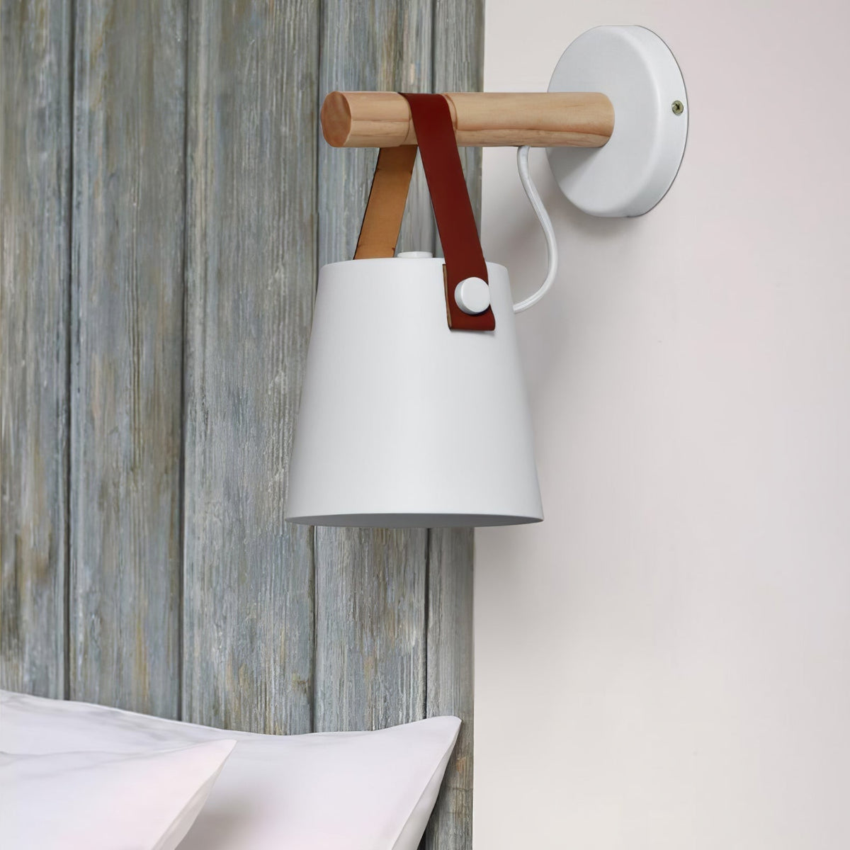 Virixon aplique de pared de madera y cuero