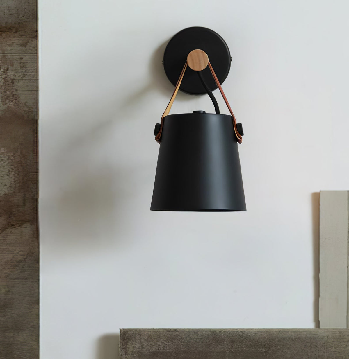 Virixon aplique de pared de madera y cuero