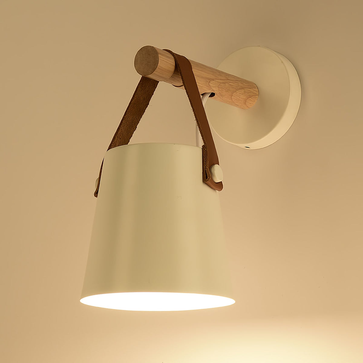 Virixon aplique de pared de madera y cuero