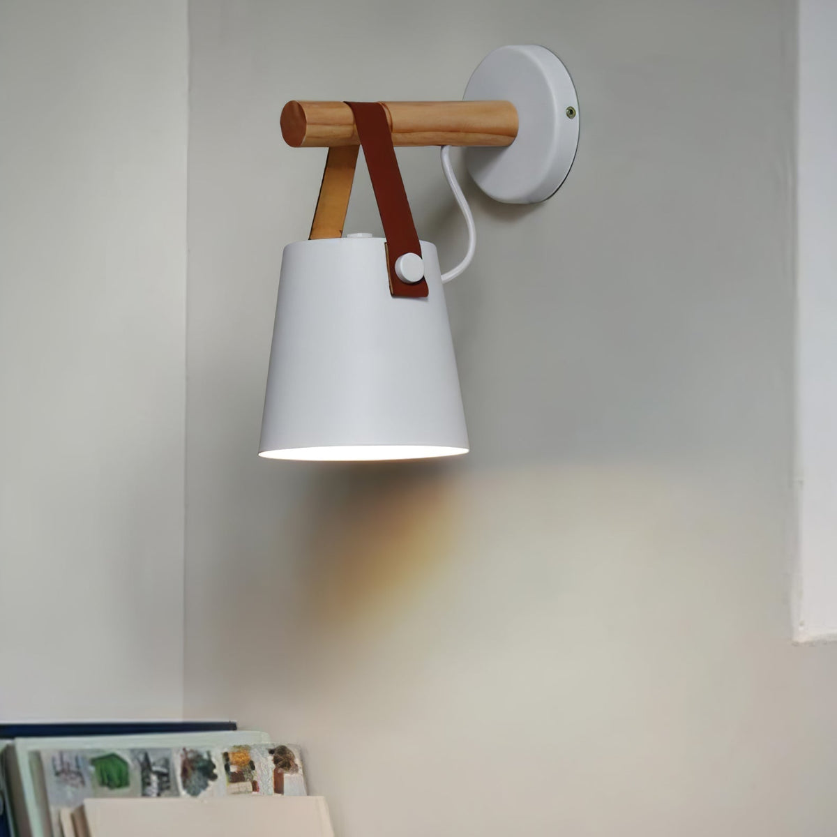 Virixon aplique de pared de madera y cuero