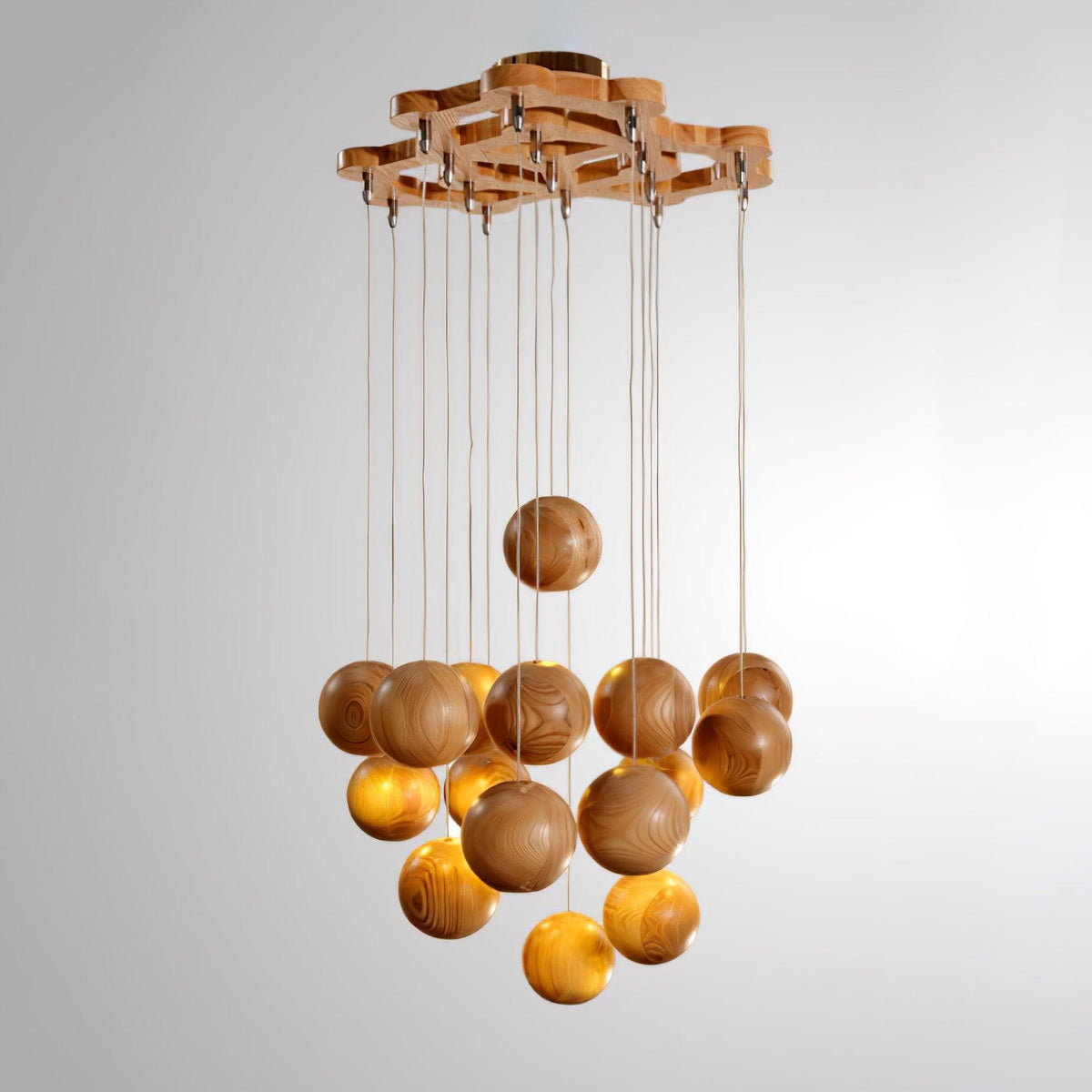 Vixor lámpara colgante nórdica de madera con esfera globular en racimo