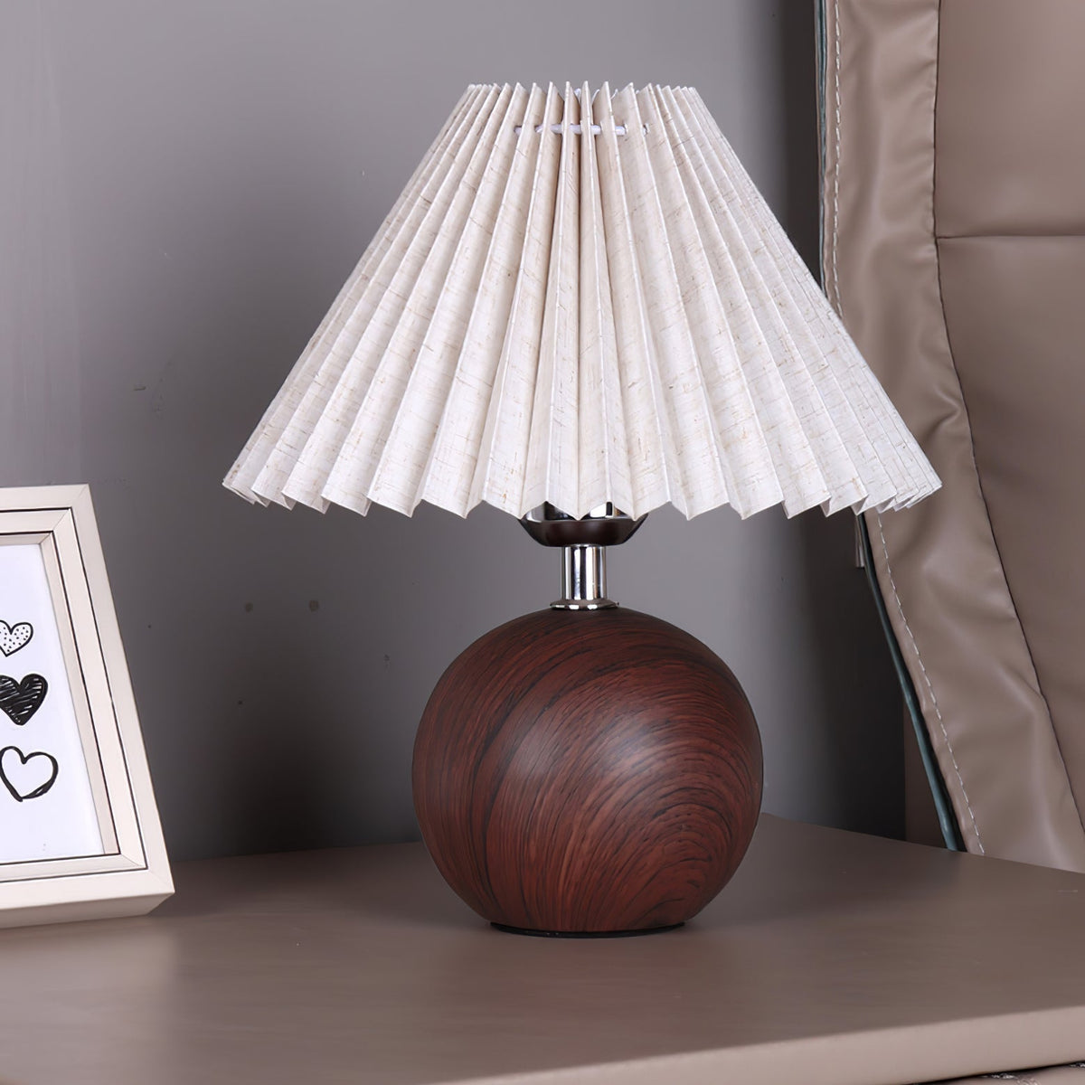 Zesilon lámpara de mesa de bola de madera