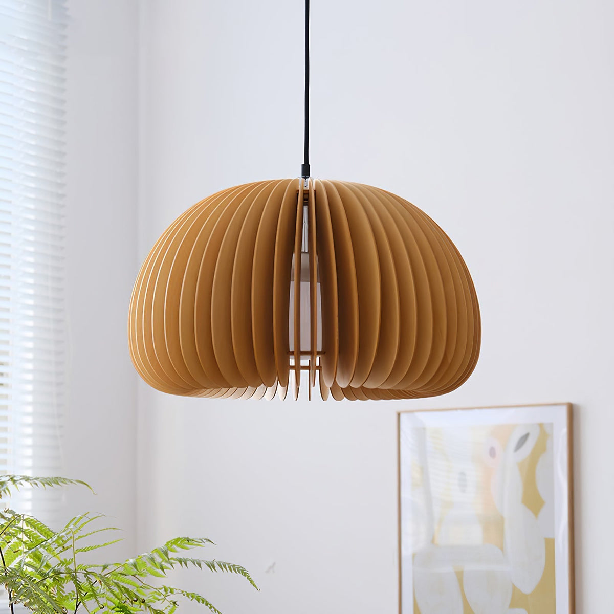 Doren lámpara colgante de madera cúpula calabaza nórdica