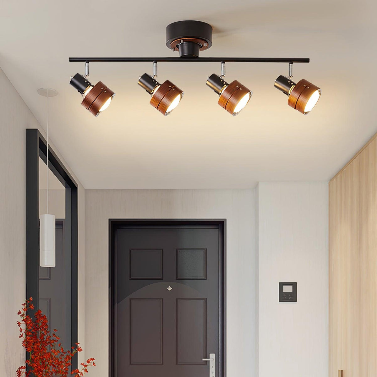 Elsorila lámpara de techo elegancia regulable con foco y madera
