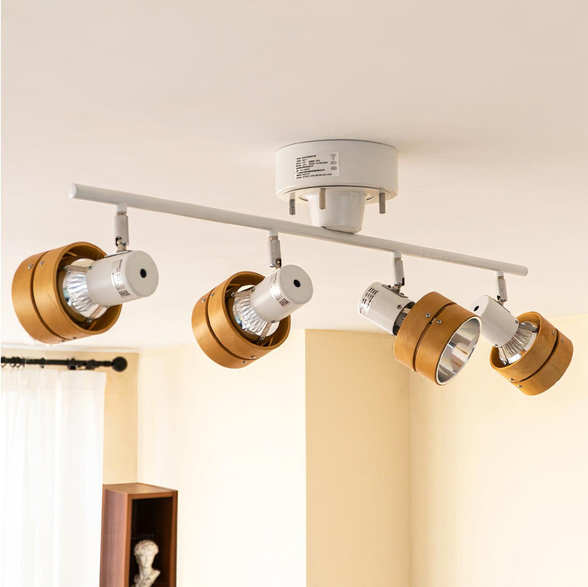 Elsorila lámpara de techo elegancia regulable con foco y madera