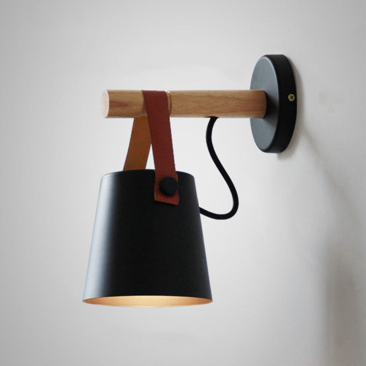 Virixon aplique de pared de madera y cuero
