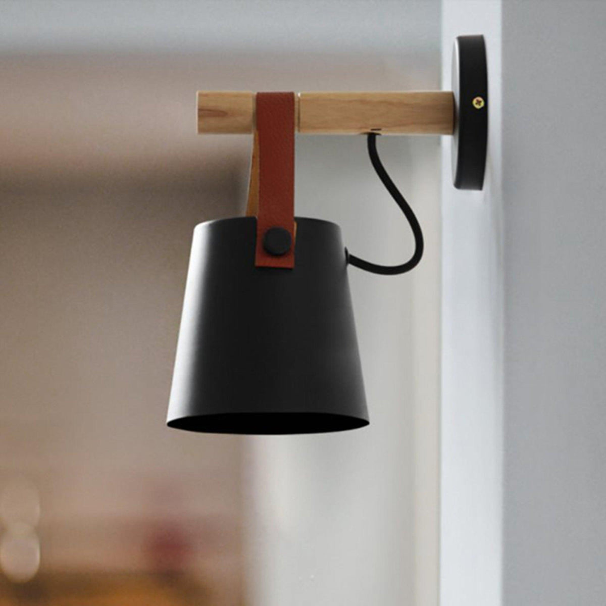 Virixon aplique de pared de madera y cuero
