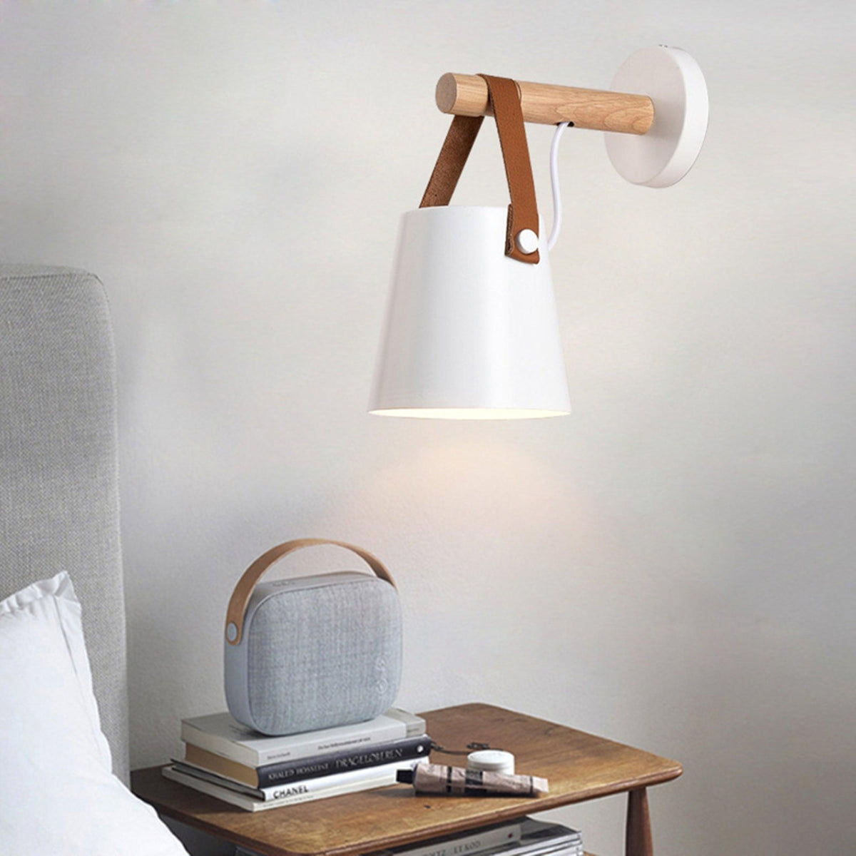 Virixon aplique de pared de madera y cuero