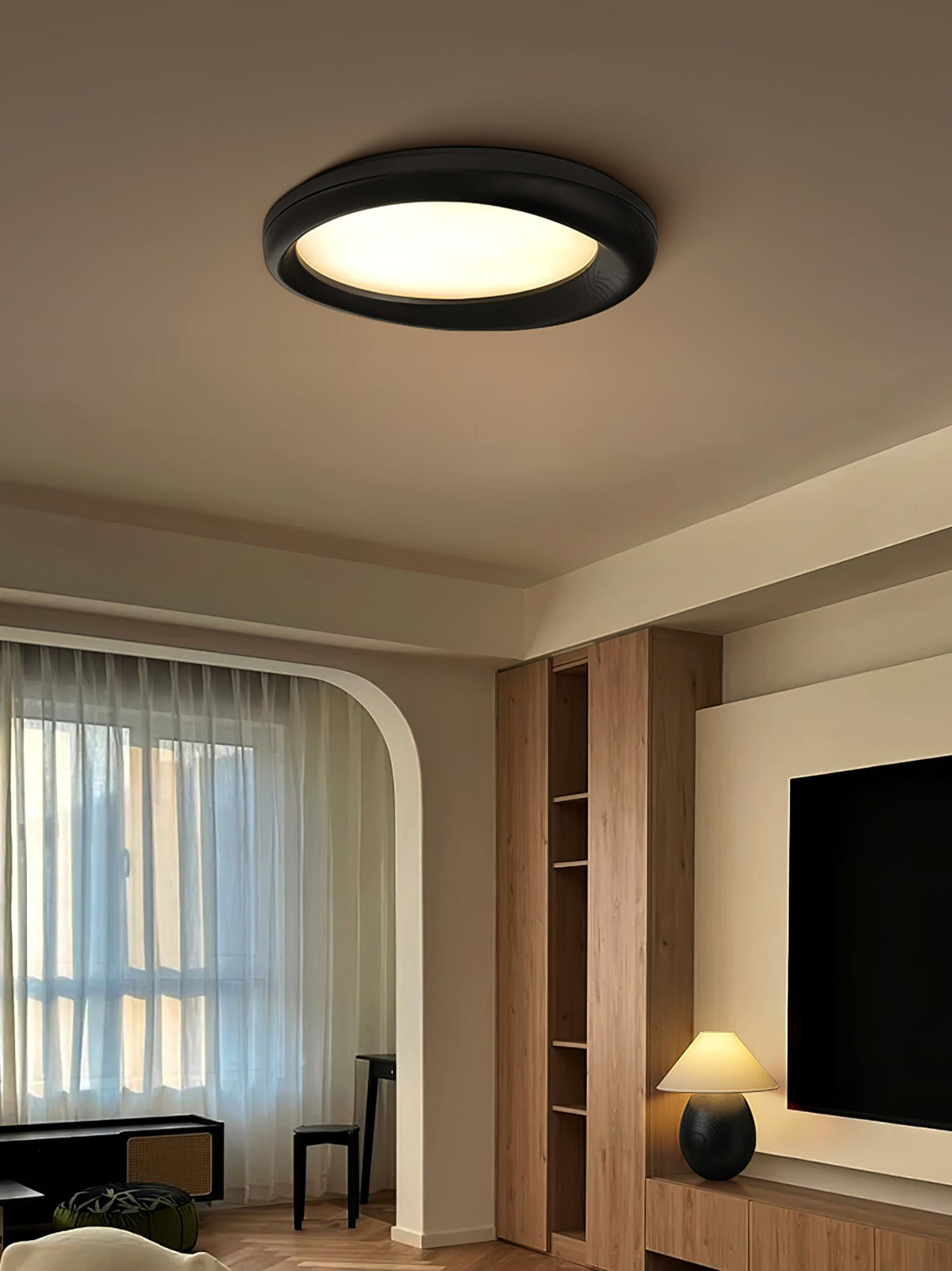 Eurtheara lámpara de techo de vidrio y madera orgánica