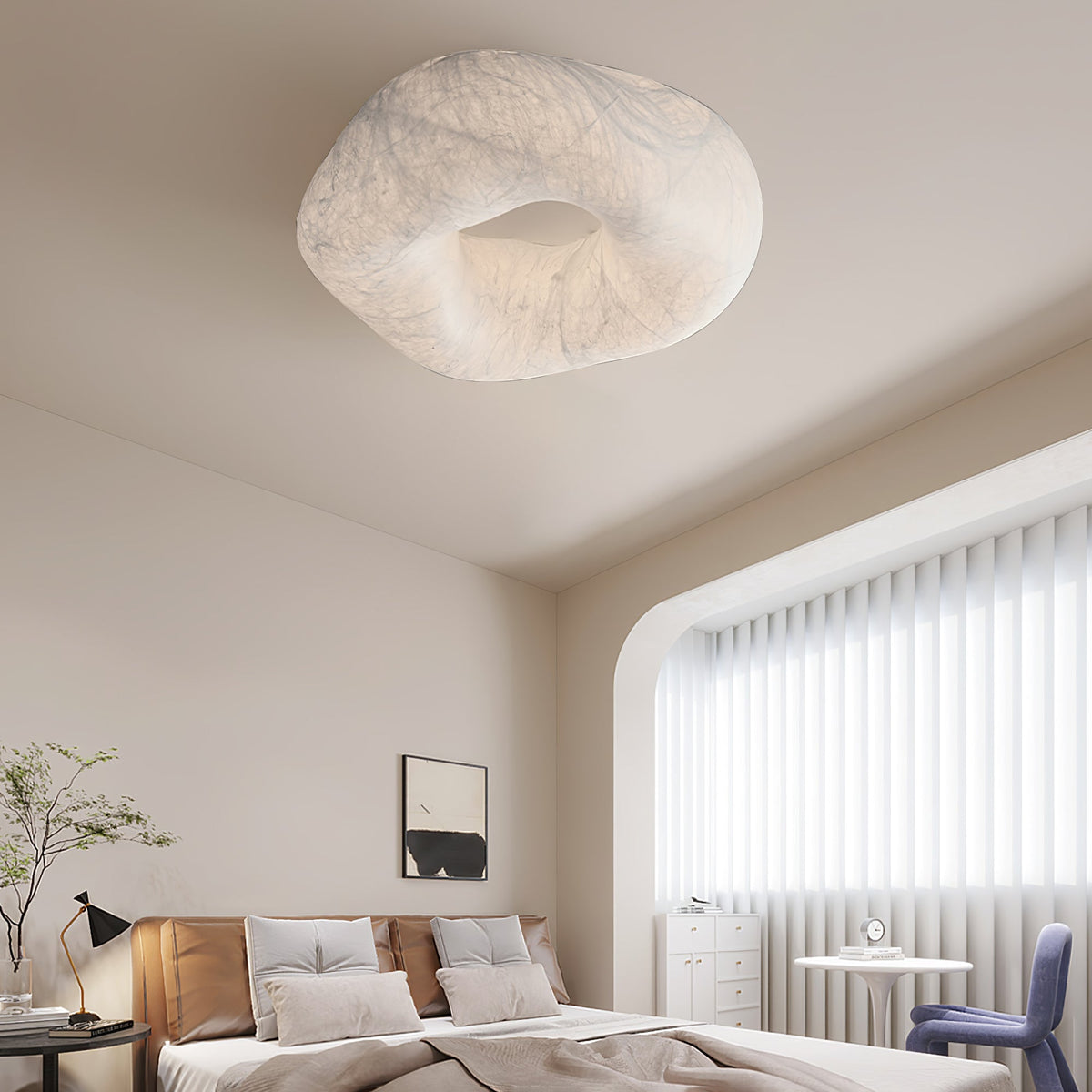Calerelle lámpara de techo forma nube seda elegante
