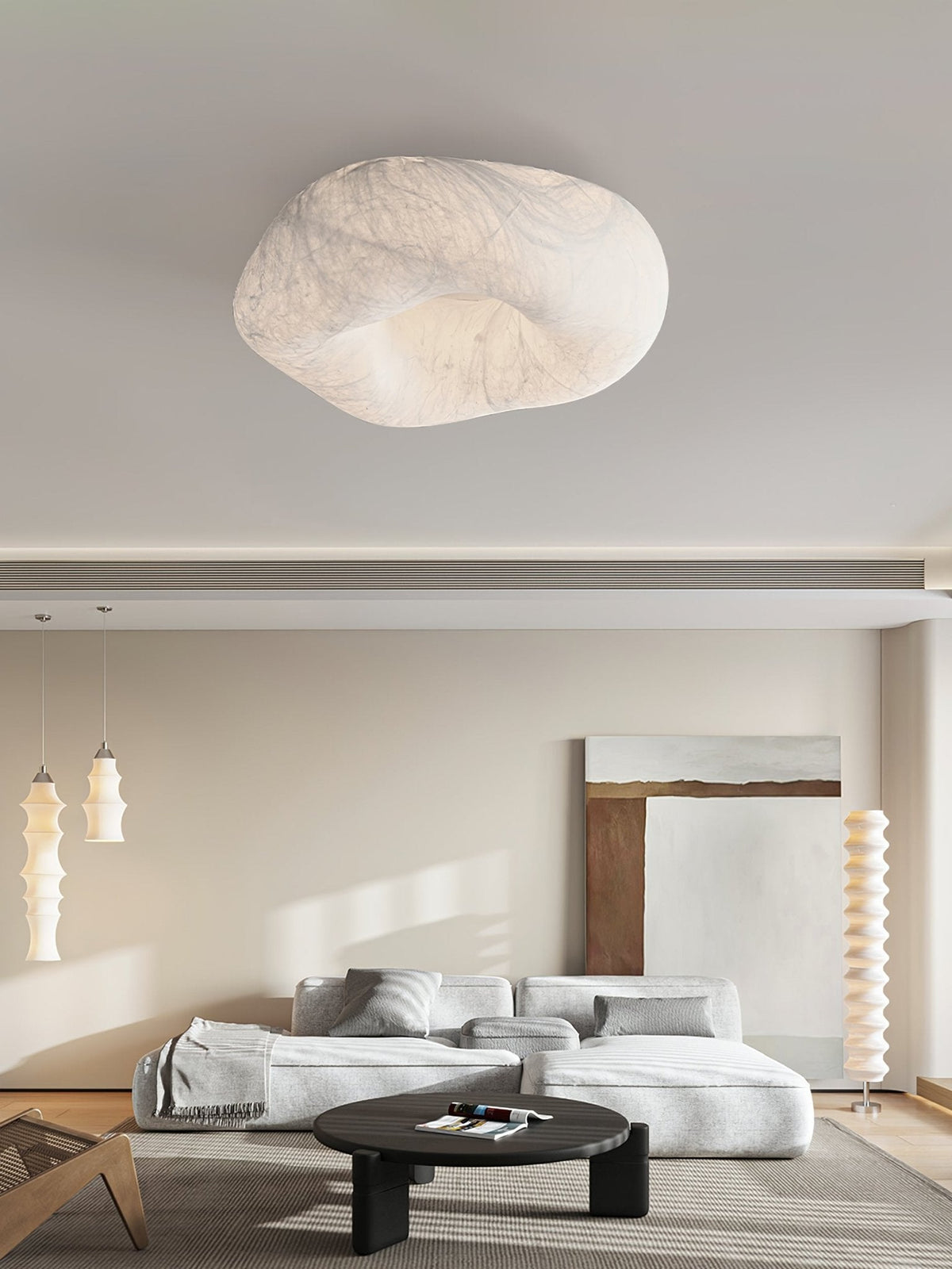 Calerelle lámpara de techo forma nube seda elegante