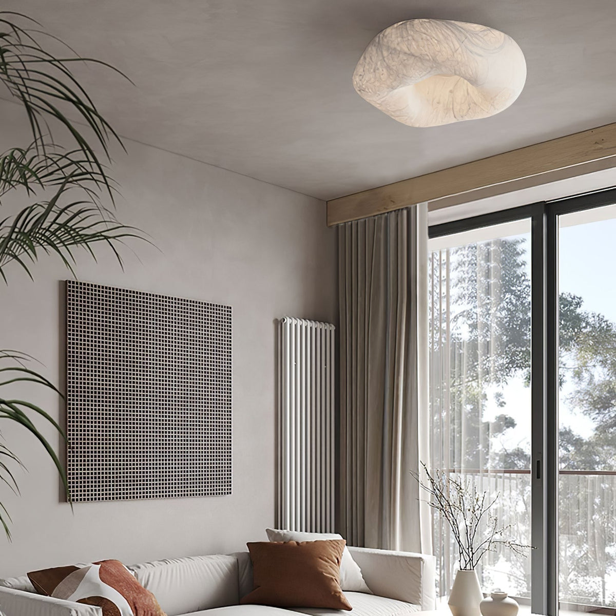 Calerelle lámpara de techo forma nube seda elegante