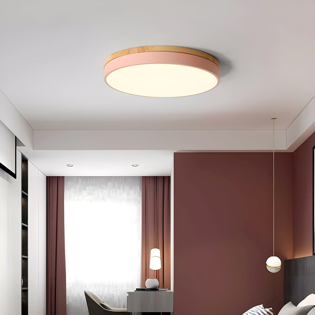 Mireth lámpara de techo circular de madera gris moderna minimalista