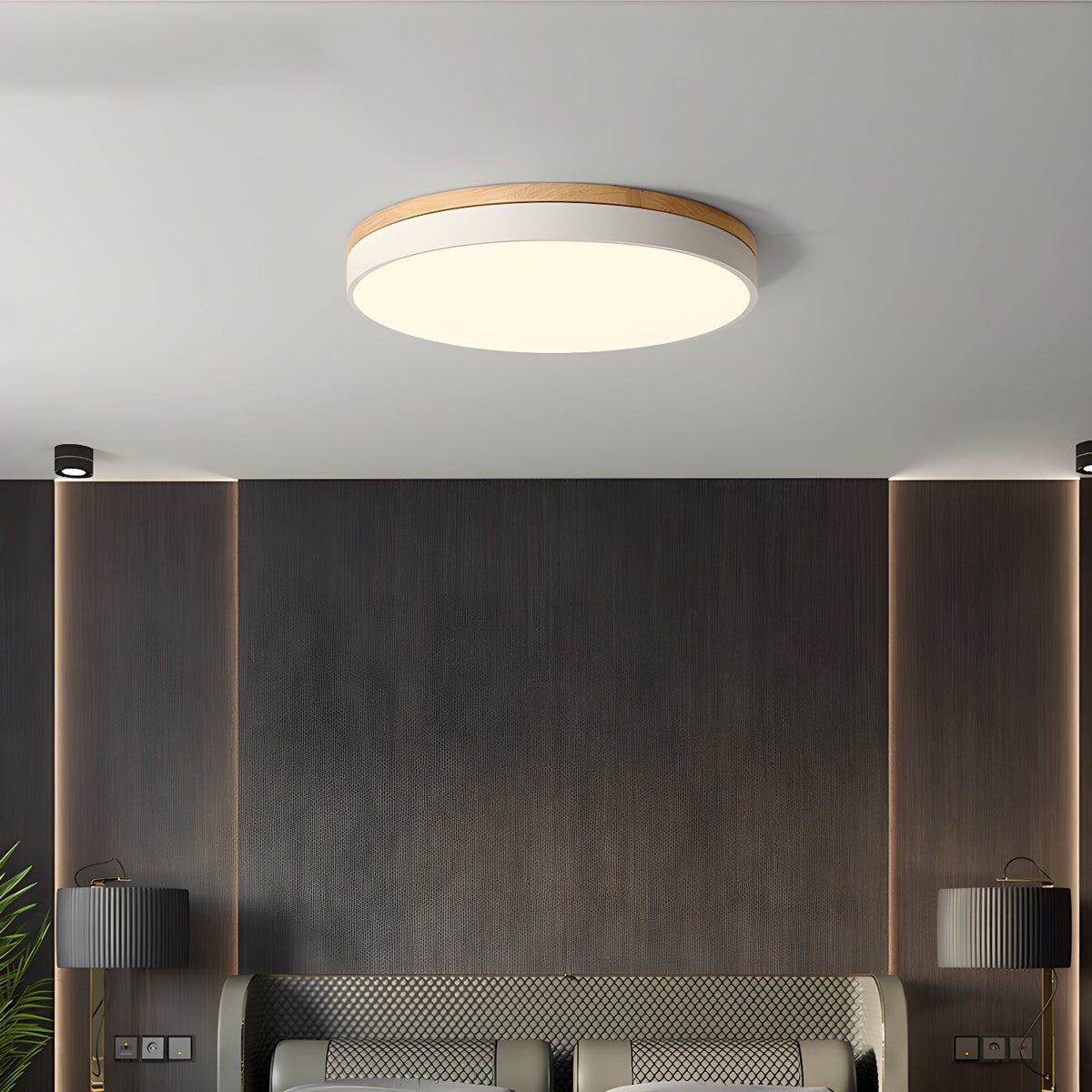 Mireth lámpara de techo circular de madera gris moderna minimalista