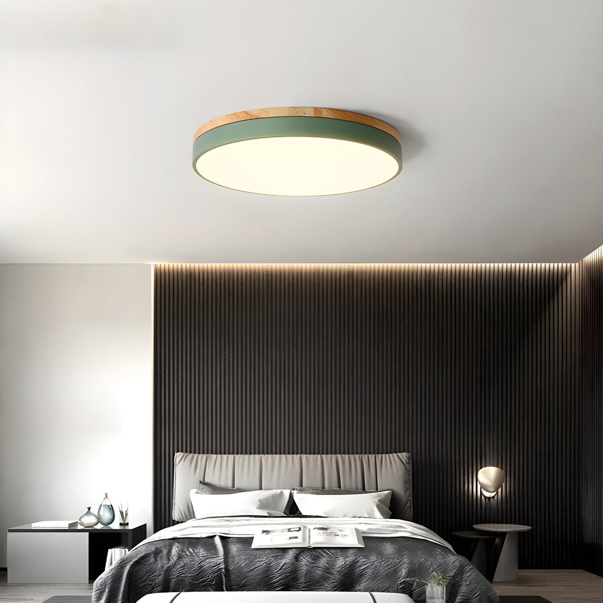 Mireth lámpara de techo circular de madera gris moderna minimalista