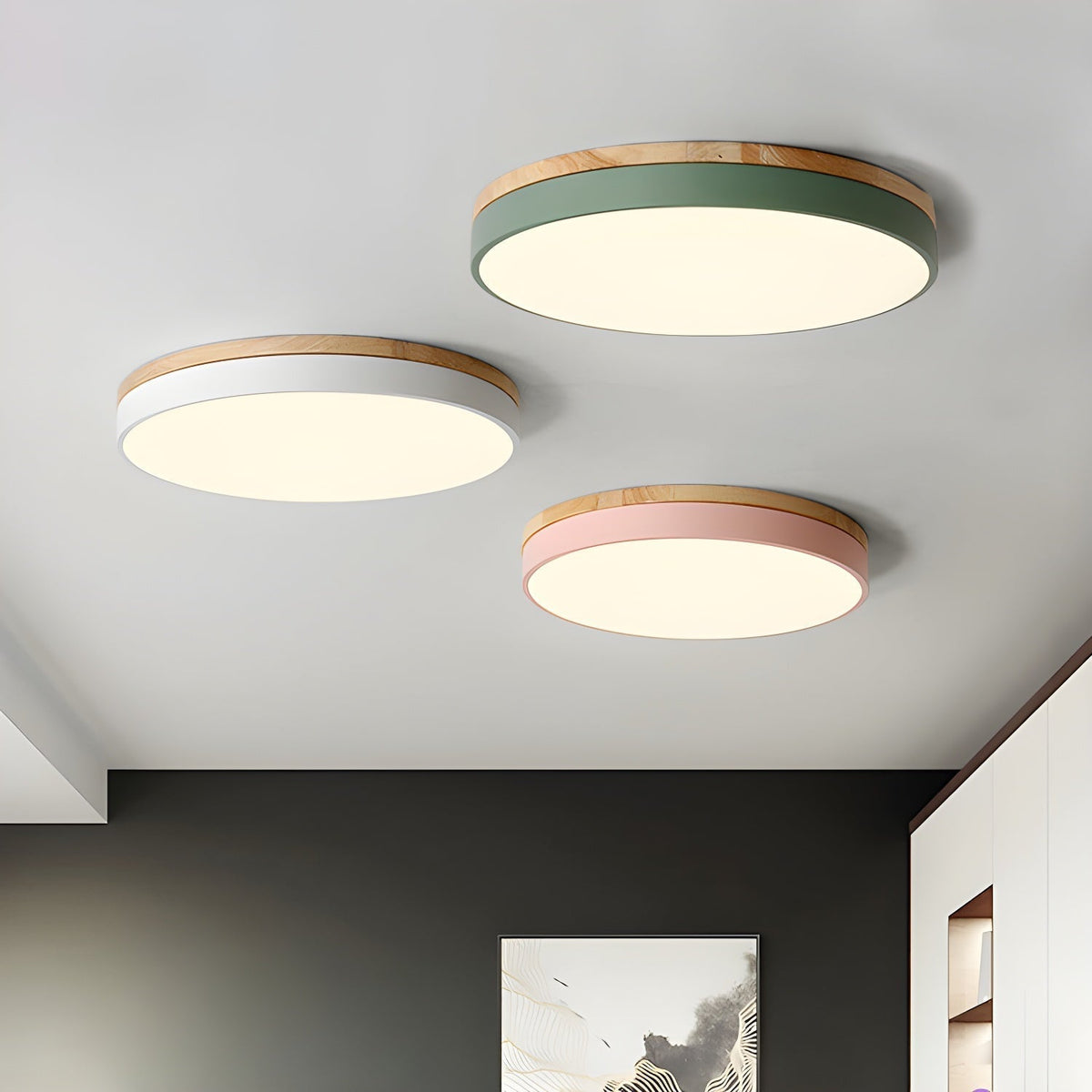 Mireth lámpara de techo circular de madera gris moderna minimalista