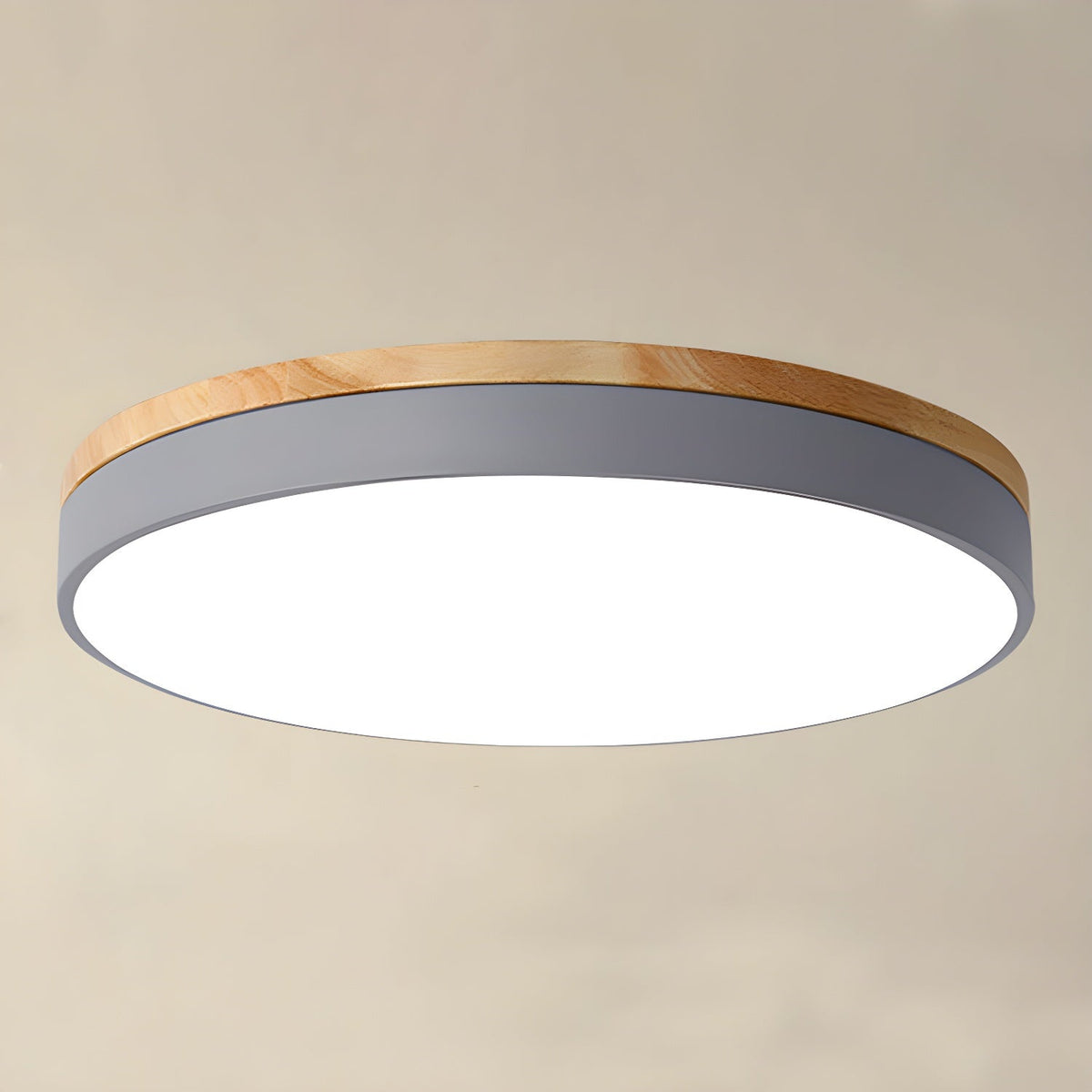 Mireth lámpara de techo circular de madera gris moderna minimalista