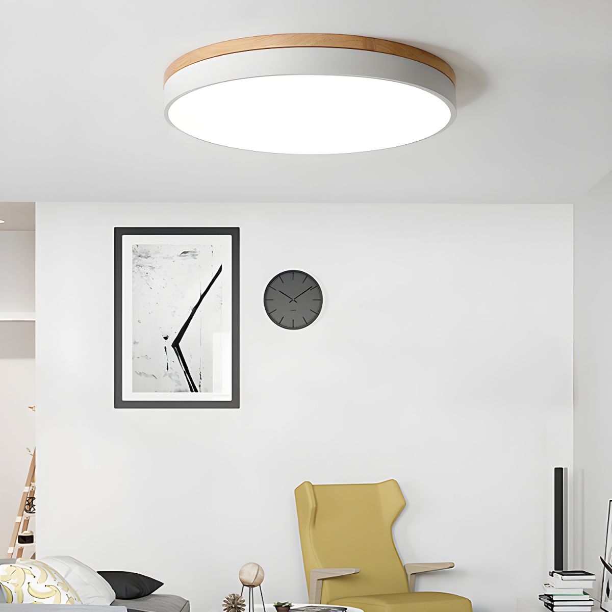 Mireth lámpara de techo circular de madera gris moderna minimalista