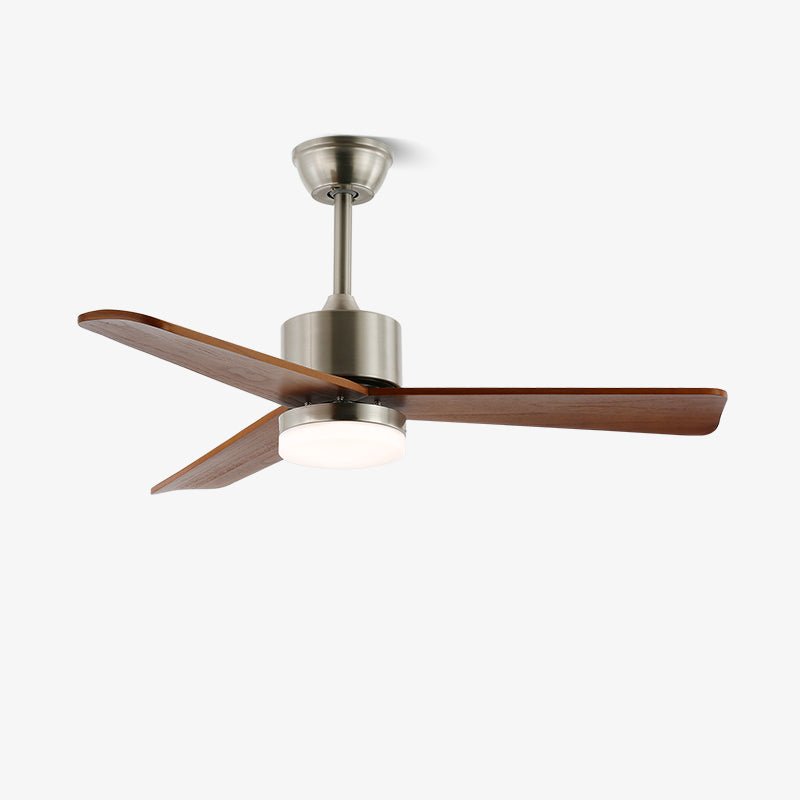 Ventio ventilador de techo con luz minimalista en madera y plata