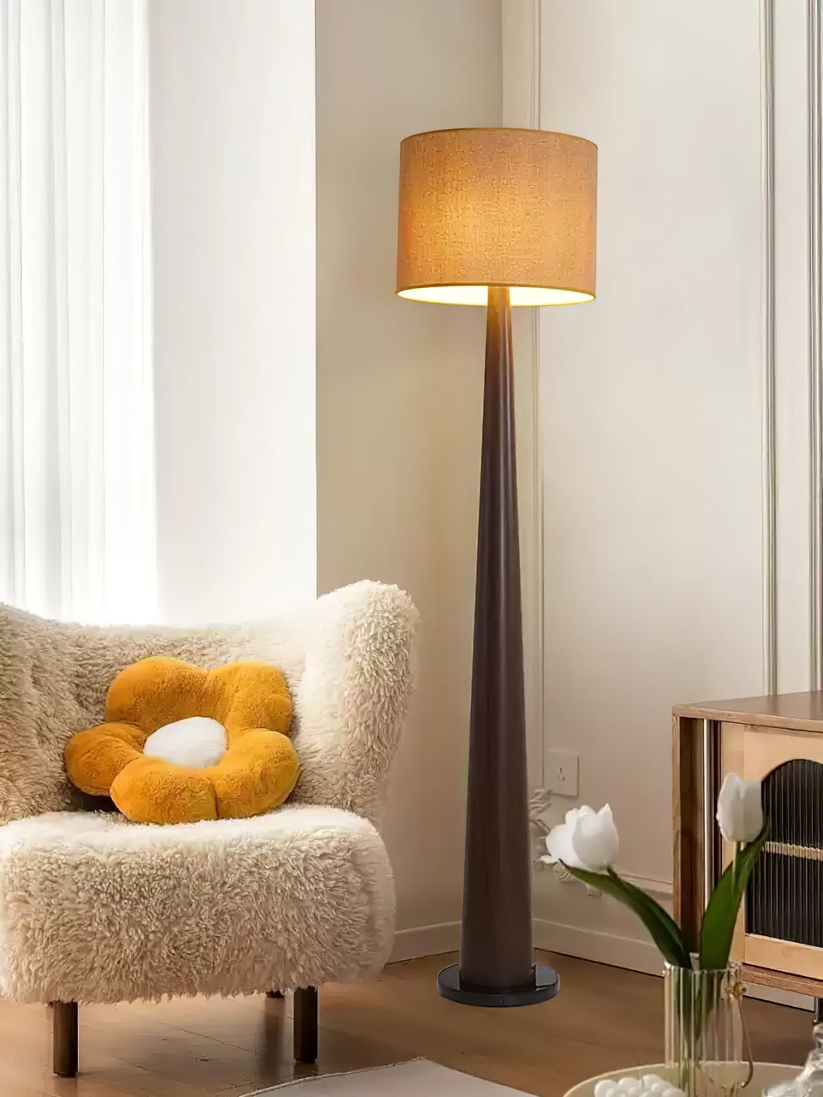 Ersilir lámpara de pie cilíndrica de madera