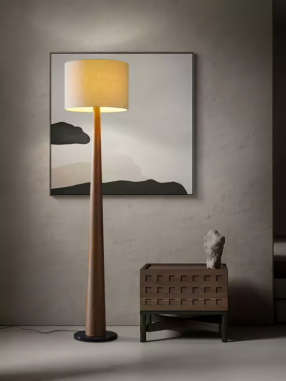 Ersilir lámpara de pie cilíndrica de madera