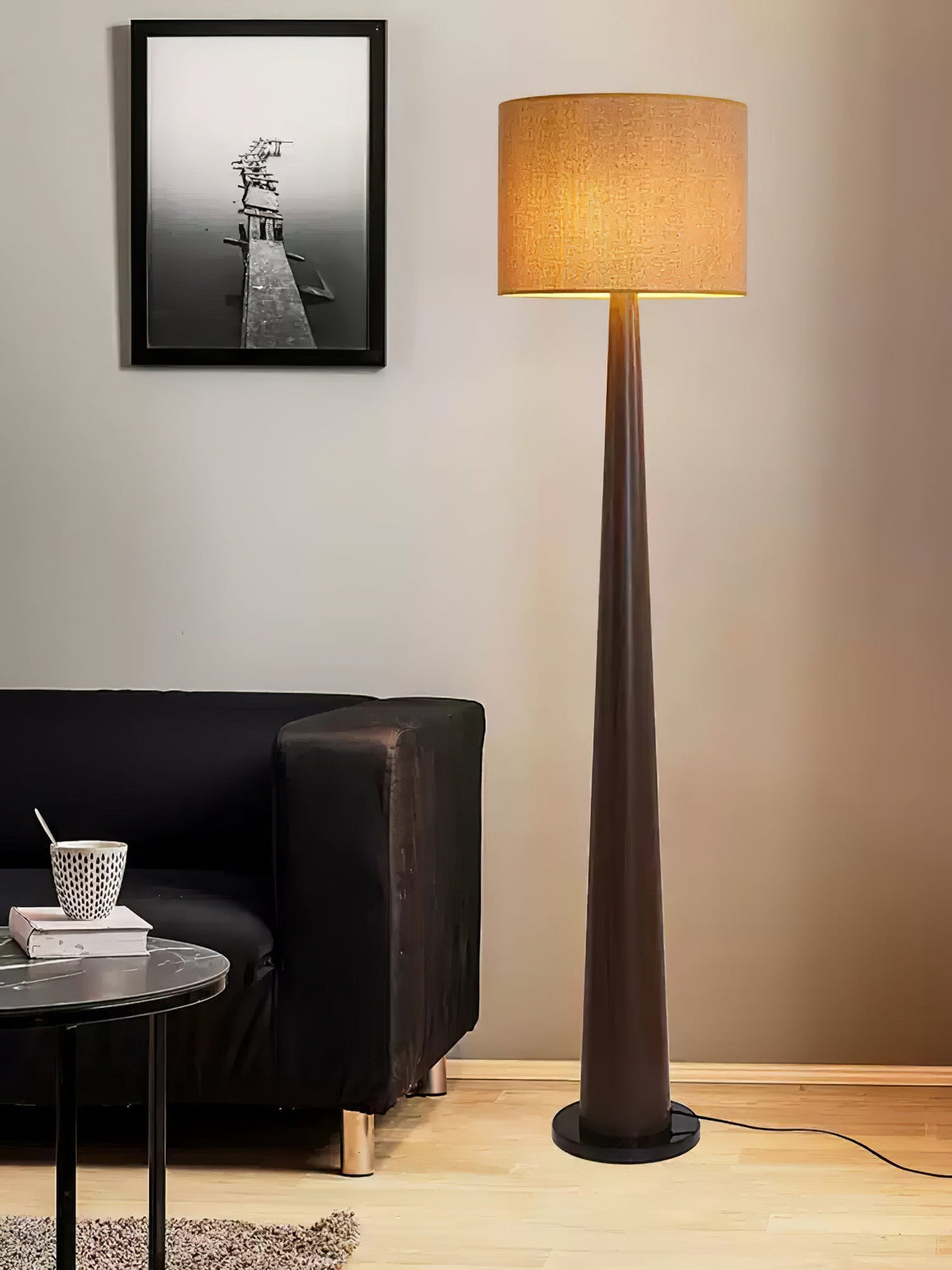 Ersilir lámpara de pie cilíndrica de madera